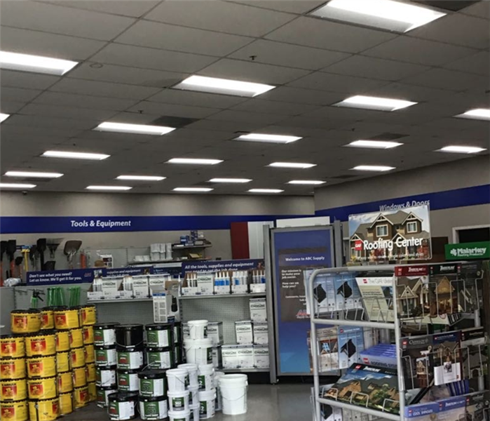 ceiling was leaking in a supply store